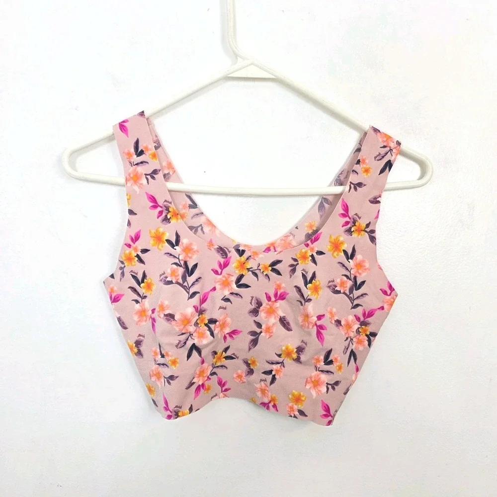 PINK Victoria's Secret Pink Colorful Floral Seamless Unpadded‎ Bralette Sz Large